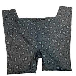 Reebok Leopard Print Leggings Gray Black
